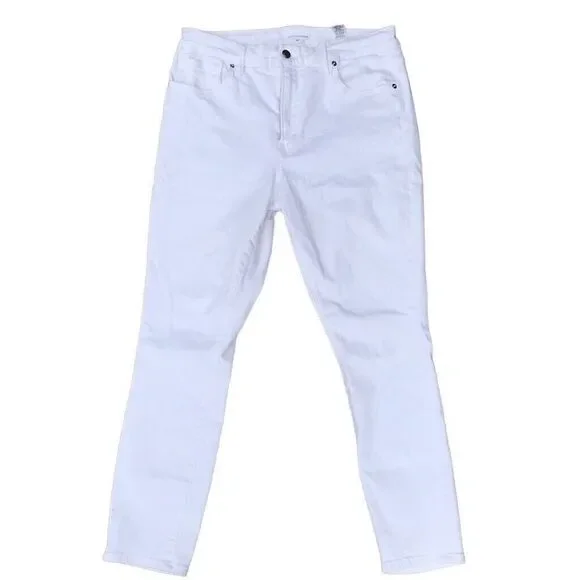 Good American GOOD LEGS CROPPED JEANS Skinny Stretch White Size 15/33 Inseam 27" - Picture 3 of 8